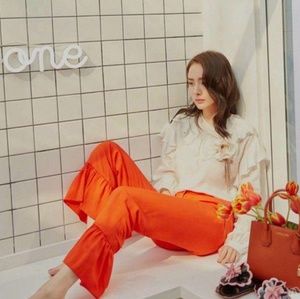 SANDRO FLARED HEM TROUSERS